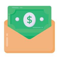 Banknote in letter denoting flat icon of money envelope vector