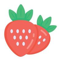 icono de estilo plano de fresas, alimentos saludables y orgánicos vector