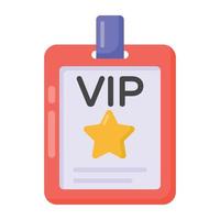 Star on card denoting flat icon of vip pass vector