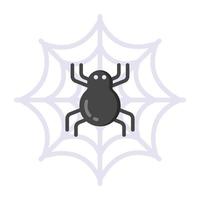 A trendy vector of spider web style, spooky cobweb having spider on it