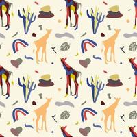 African giraffe seamless pattern background. Afro symbol tribal print for fabric, wallpaper, wrapping paper, dress textile, travel agency flyer vector