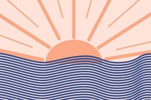 Minimalist abstract boho pattern with sunny sky and sea. trendy design for nursery wall decor, print for t-shirt, summer party invitations vector