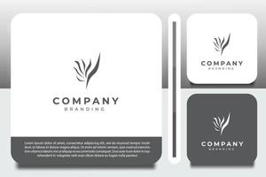 monochrome logo design template, with minimalistic grass icon vector