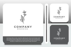 monochrome logo design template, with small tree icon outline vector