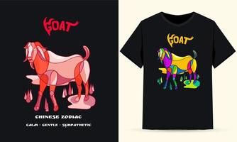 Chinese Zodiac Goat Illustration Red Color Suitable For Screen Printing vector