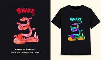 Chinese Zodiac Snake Illustration Red Color Suitable For Screen Printing vector