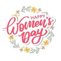 Women's Day hand drawn lettering. Red text isolated on white for postcard, poster, banner design element. Happy Women's Day script calligraphy. Ready holiday lettering design. vector