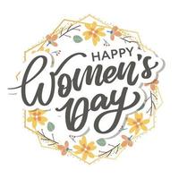 Women's Day hand drawn lettering. Red text isolated on white for postcard, poster, banner design element. Happy Women's Day script calligraphy. Ready holiday lettering design. vector