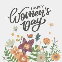 Women's Day hand drawn lettering. Red text isolated on white for postcard, poster, banner design element. Happy Women's Day script calligraphy. Ready holiday lettering design. vector