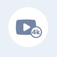 Ícono de contenido de video 4k aislado en blanco vector