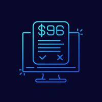 Online invoice line icon, vector