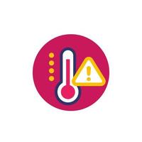 icono de advertencia de alta temperatura, vector plano