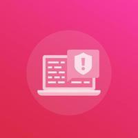 security warning notification, vector icon with laptop