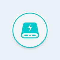 power bank icon, portable charger for mobile devices, vector illustration