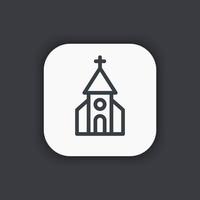 church line icon, religion building sign vector