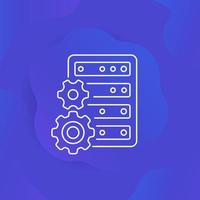icono de línea de configuración de alojamiento para web vector