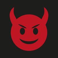 Devil icon isolated on black background. Devil emoji. Hell symbol. Angry emoji vector