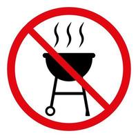 No grill sign. BBQ not allowed. Vector illustration isolated on white background