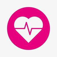 Healthcare and medical related icon in a pink circle. Heart rate symbol. Heartbreat ECG sign vector