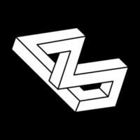Impossible object. Line geometric shapes. Optical illusion figures. vector