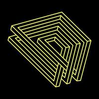 Paradox. Impossible shapes, optical illusion, vector. Optical art objects. Geometric figures. vector