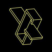 Impossible optical illusion shapes. Optical art objects. Impossible figures. Line art. Paradox. vector