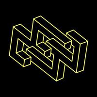Impossible shapes logo design, optical illusion objects. Optical art. Sacred geometry figures. Paradox. vector