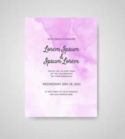 Wedding invitation with abstract watercolor background vector