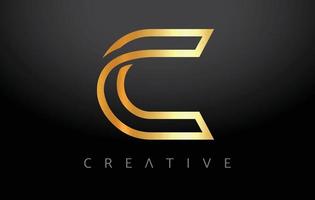 Golden C Letter Concept With Lines Monogram and Metalic Creative Look Vector