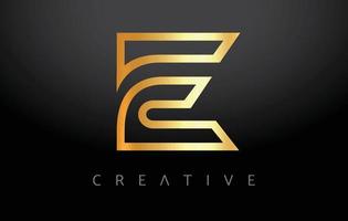 Golden E Letter Concept With Lines Monogram and Metalic Creative Look Vector