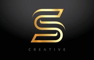 Golden S Letter Concept With Lines Monogram and Metalic Creative Look Vector