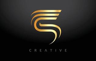Golden S Letter Concept With Lines Monogram and Metalic Creative Look Vector