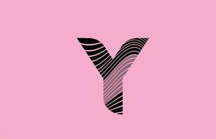 black letter Y logo design icon with pink background. Creative template for company with lines vector