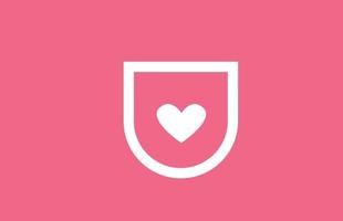 U love heart alphabet letter logo icon with pink color and line. Creative design for a dating site company or business vector