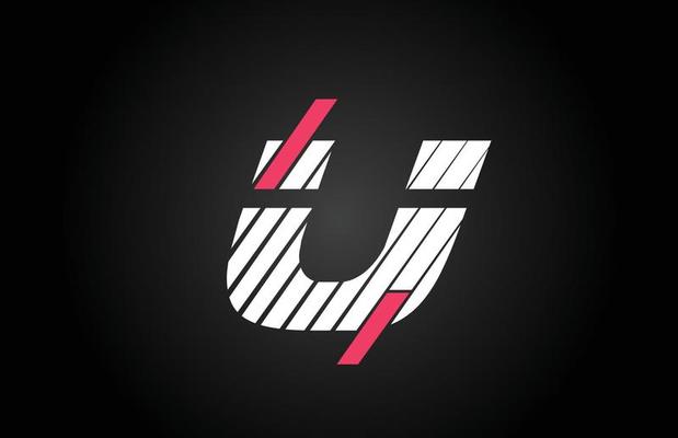 line design U alphabet letter icon logo design. Creative template for business and company with pink and white color