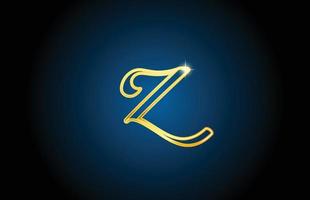 golden line Z alphabet letter logo icon design. Creative luxury template for business and company vector