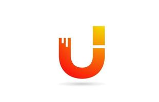 U orange gradient alphabet letter logo design icon. Creative template for business vector