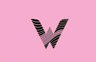 icono de diseño de logotipo de letra w negra con fondo rosa. plantilla creativa para empresa con líneas vector