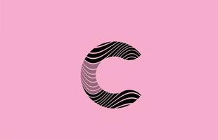 black letter C logo design icon with pink background. Creative template for company with lines vector