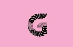 icono de diseño de logotipo de letra g negra con fondo rosa. plantilla creativa para empresa con líneas vector