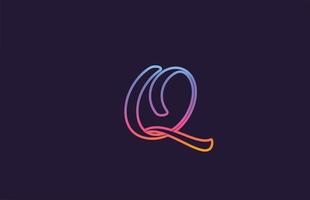 Q alphabet letter icon logo design. Creative template for business and company with colorful line color vector