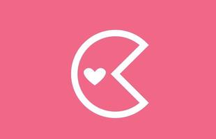 c amor corazón alfabeto letra logo icono con línea y color rosa. diseño creativo para una empresa o negocio de sitios de citas vector