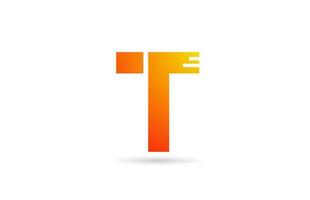 T orange gradient alphabet letter logo design icon. Creative template for business vector