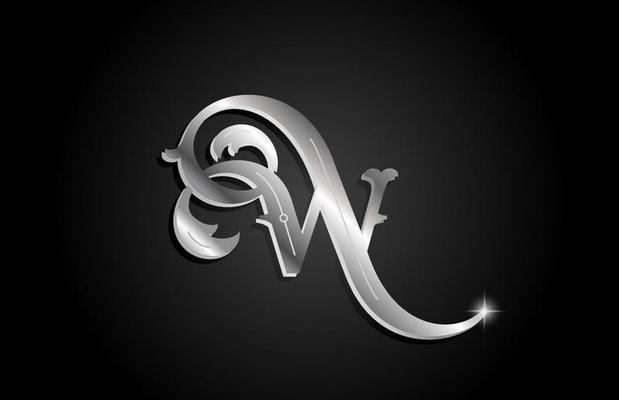 Silver Metal W Alphabet Letter Icon Logo Design Creative Template For Business Or Company With Grey Color 5865882 Vector Art At Vecteezy