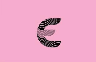 icono de diseño de logotipo de letra e negra con fondo rosa. plantilla creativa para empresa con líneas vector