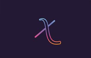 x diseño del logotipo del icono de la letra del alfabeto. plantilla creativa para empresas y empresas con color de línea colorido vector