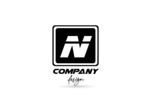 N alphabet letter logo icon with black and white design and square. Creative template for company and business vector