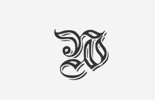 icono del diseño del logotipo de la letra del alfabeto w vintage. plantilla creativa para negocio o empresa en blanco y negro vector