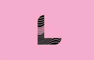 icono de diseño de logotipo de letra l negra con fondo rosa. plantilla creativa para empresa con líneas vector