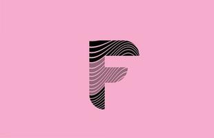 black letter F logo design icon with pink background. Creative template for company with lines vector